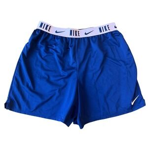Nike Dri-FIT Royal Blue Pink Logo Waistband Athletic Shorts Large Standard Fit